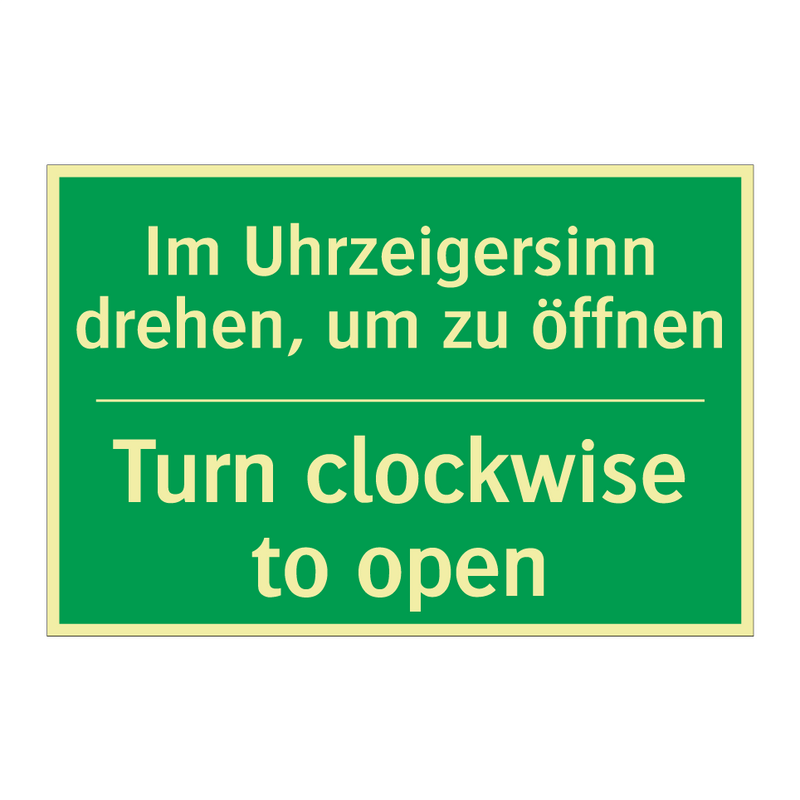 Im Uhrzeigersinn drehen, um zu /.../ - Turn clockwise to open