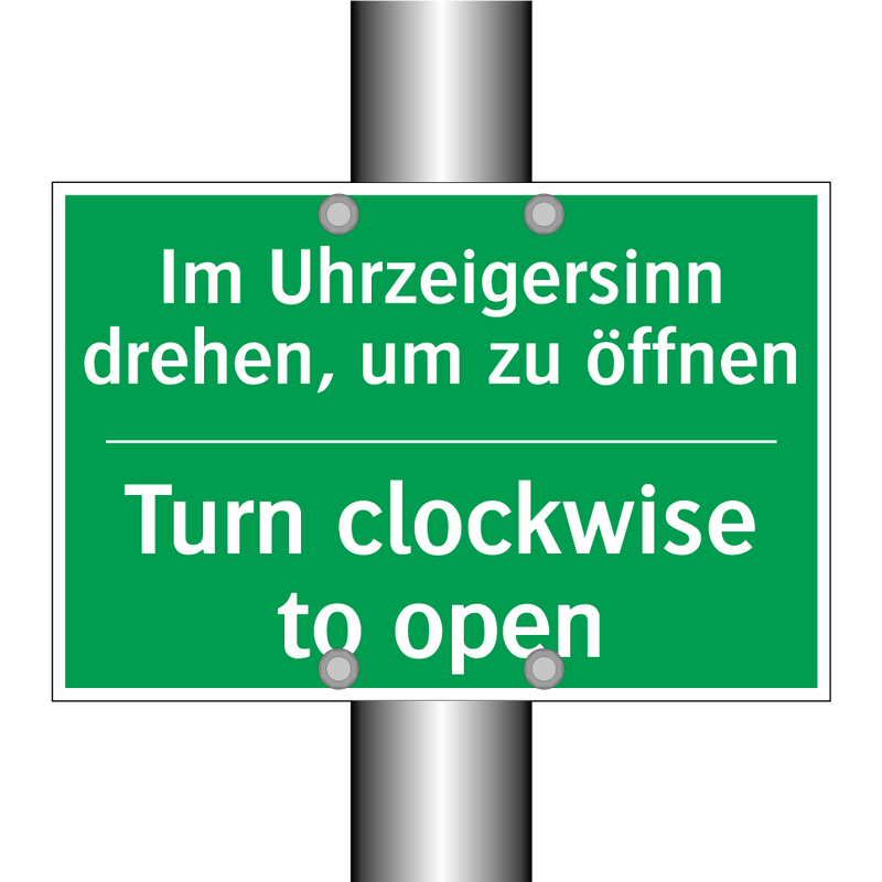 Im Uhrzeigersinn drehen, um zu /.../ - Turn clockwise to open