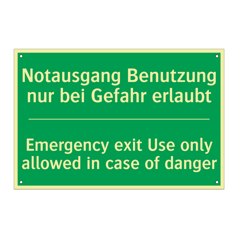 Notausgang Benutzung nur bei Gefahr /.../ - Emergency exit Use only allowed /.../