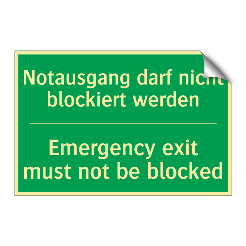 Notausgang darf nicht blockiert /.../ - Emergency exit must not be blocked /.../