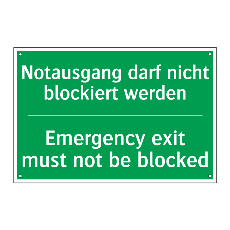 Notausgang darf nicht blockiert /.../ - Emergency exit must not be blocked /.../