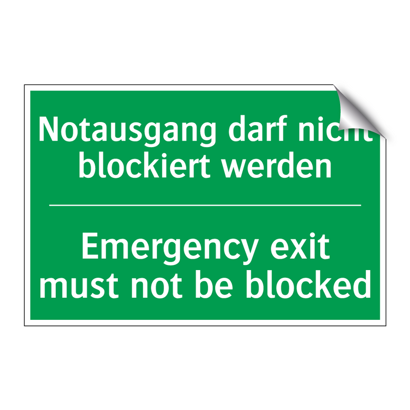 Notausgang darf nicht blockiert /.../ - Emergency exit must not be blocked /.../