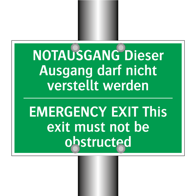 NOTAUSGANG Dieser Ausgang darf /.../ - EMERGENCY EXIT This exit must /.../