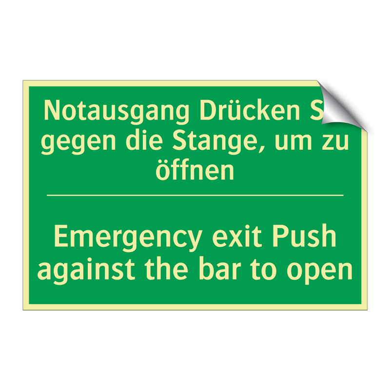 Notausgang Drücken Sie gegen die /.../ - Emergency exit Push against the /.../