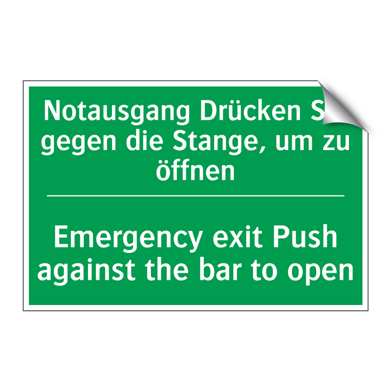 Notausgang Drücken Sie gegen die /.../ - Emergency exit Push against the /.../