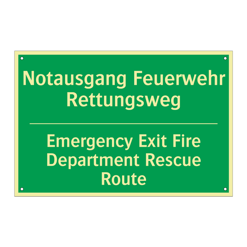 Notausgang Feuerwehr Rettungsweg /.../ - Emergency Exit Fire Department /.../