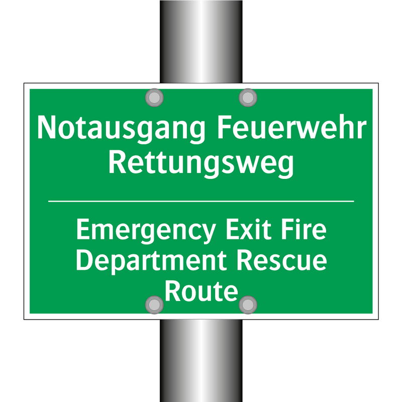 Notausgang Feuerwehr Rettungsweg /.../ - Emergency Exit Fire Department /.../