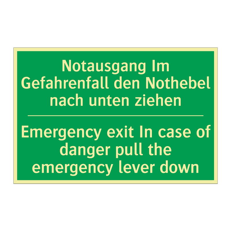 Notausgang Im Gefahrenfall den /.../ - Emergency exit In case of danger /.../