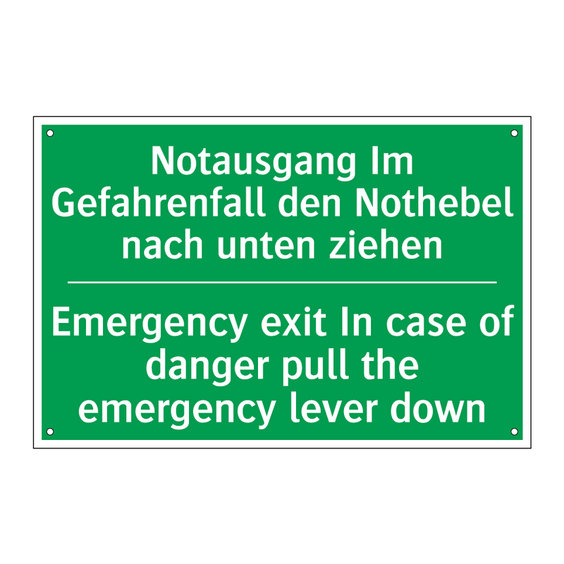 Notausgang Im Gefahrenfall den /.../ - Emergency exit In case of danger /.../