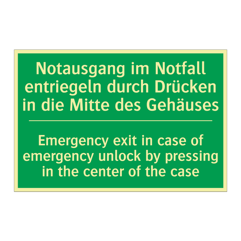 Notausgang im Notfall entriegeln /.../ - Emergency exit in case of emergency /.../