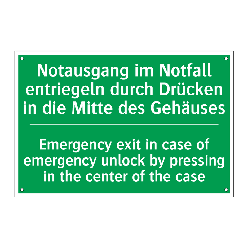 Notausgang im Notfall entriegeln /.../ - Emergency exit in case of emergency /.../