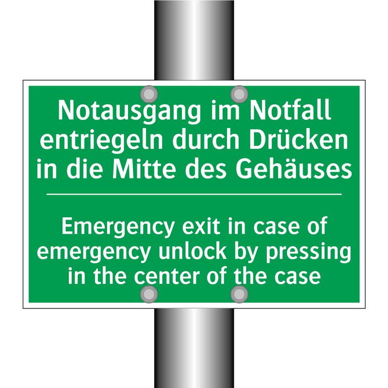 Notausgang im Notfall entriegeln /.../ - Emergency exit in case of emergency /.../