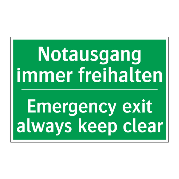 Notausgang immer freihalten - Emergency exit always keep clear /.../