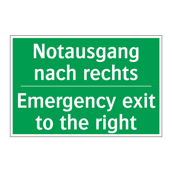 Notausgang nach rechts - Emergency exit to the right