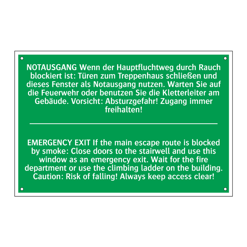 NOTAUSGANG Wenn der Hauptfluchtweg /.../ - EMERGENCY EXIT If the main escape /.../