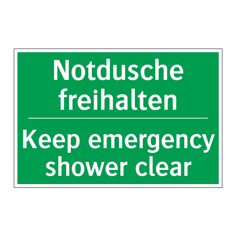 Notdusche freihalten - Keep emergency shower clear