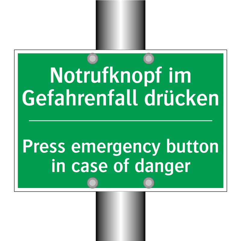 Notrufknopf im Gefahrenfall drücken /.../ - Press emergency button in case /.../