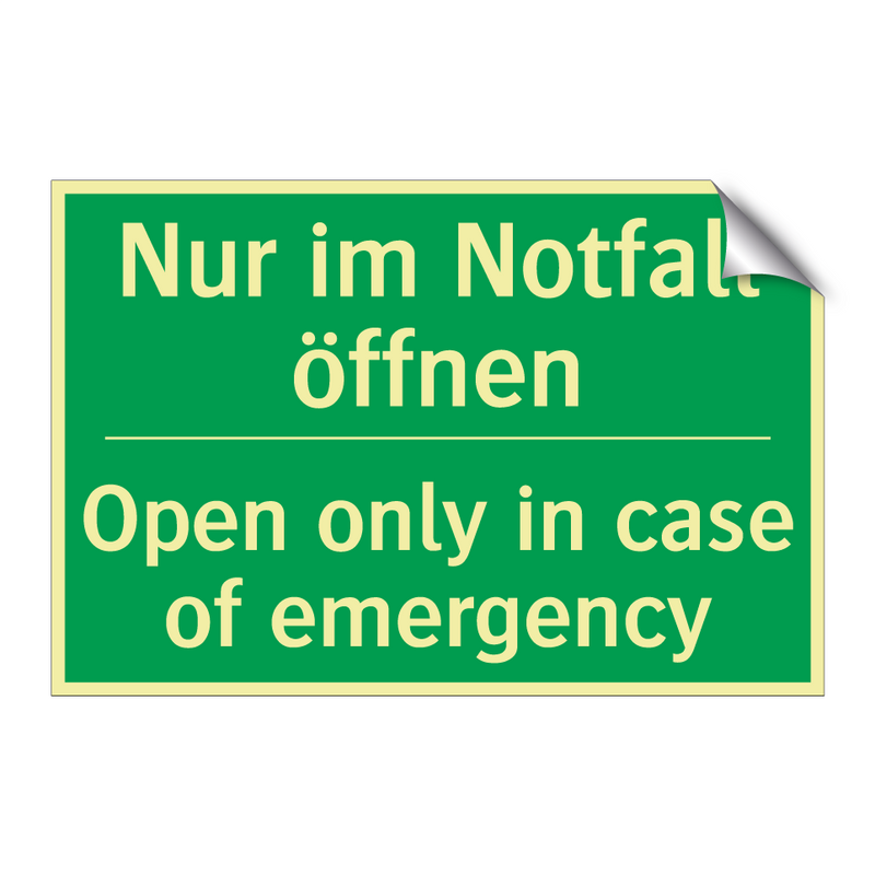 Nur im Notfall öffnen - Open only in case of emergency