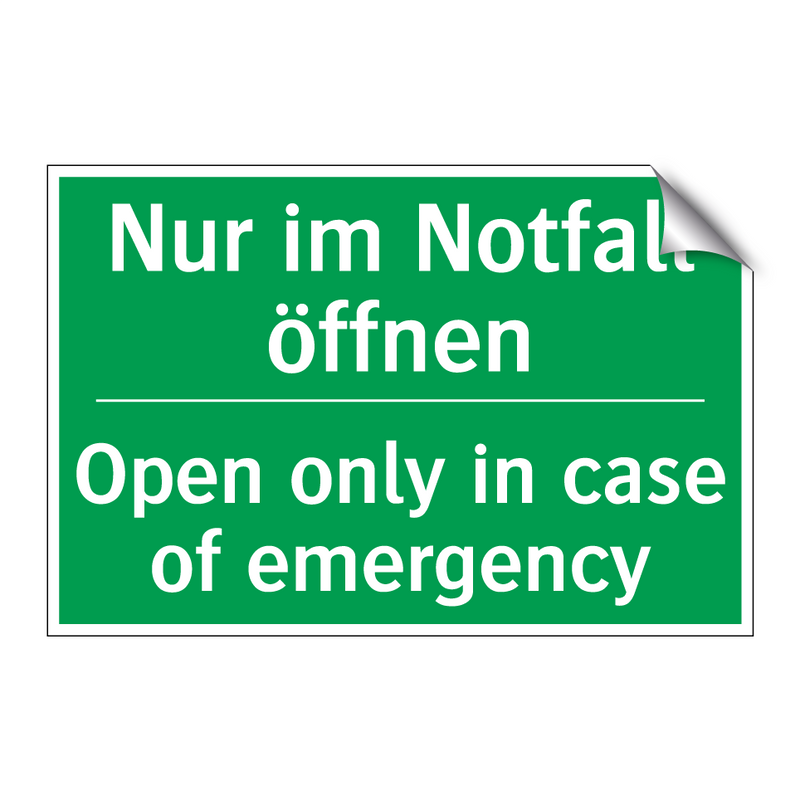 Nur im Notfall öffnen - Open only in case of emergency