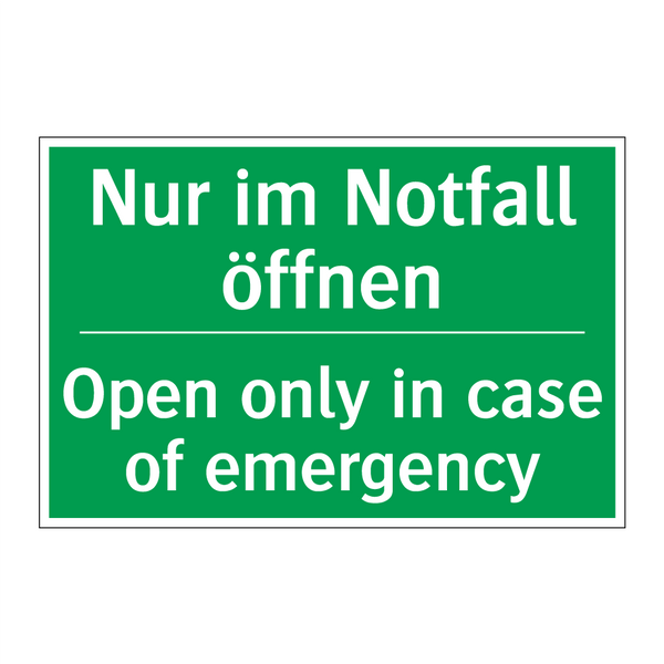 Nur im Notfall öffnen - Open only in case of emergency