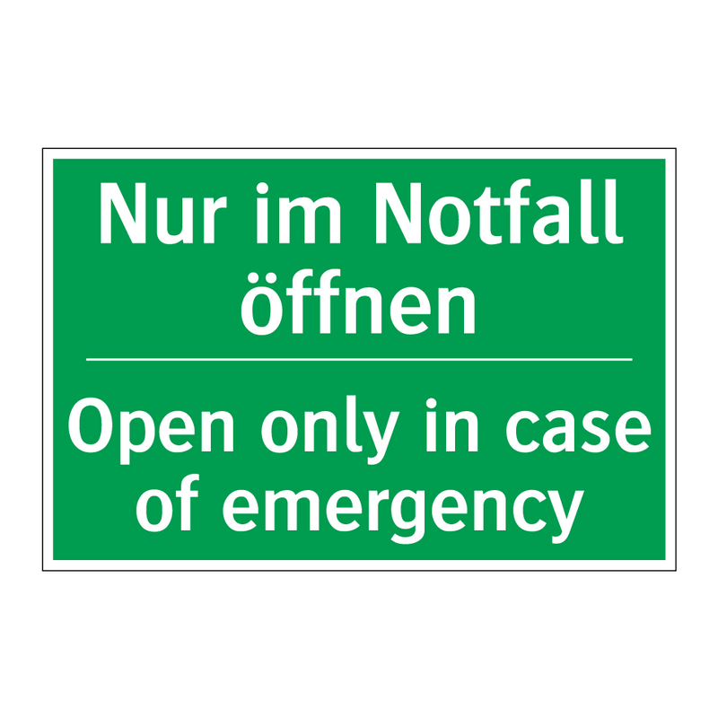 Nur im Notfall öffnen - Open only in case of emergency