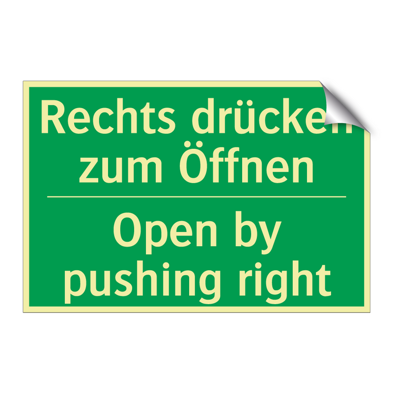 Rechts drücken zum Öffnen - Open by pushing right