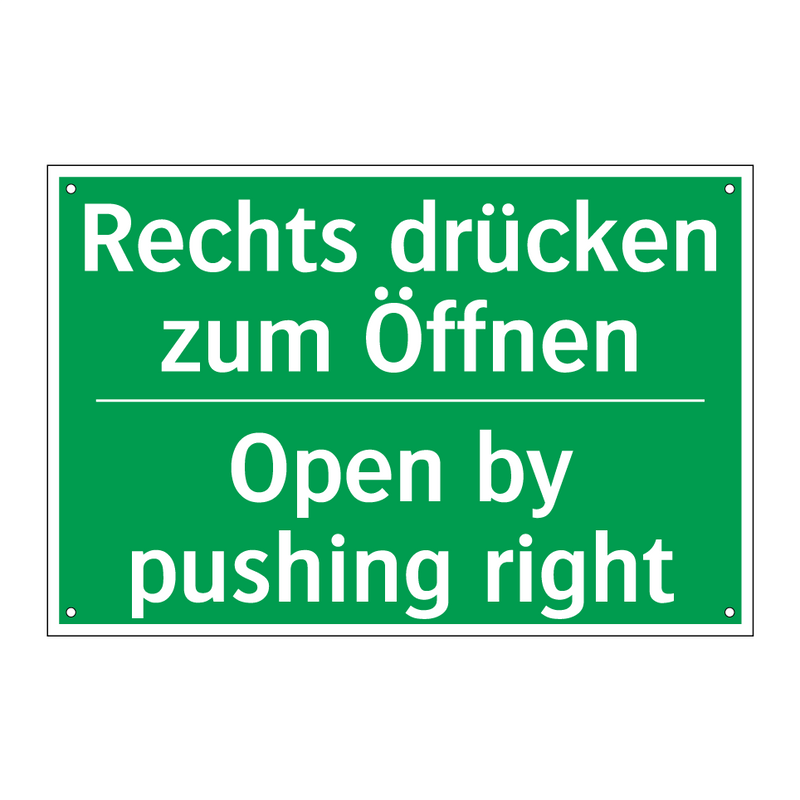 Rechts drücken zum Öffnen - Open by pushing right