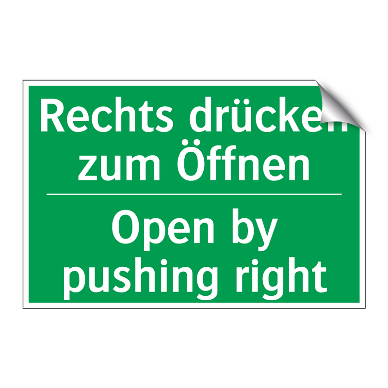 Rechts drücken zum Öffnen - Open by pushing right