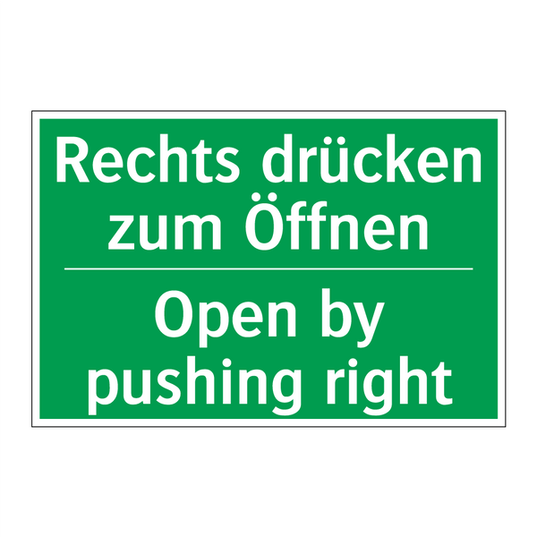 Rechts drücken zum Öffnen - Open by pushing right