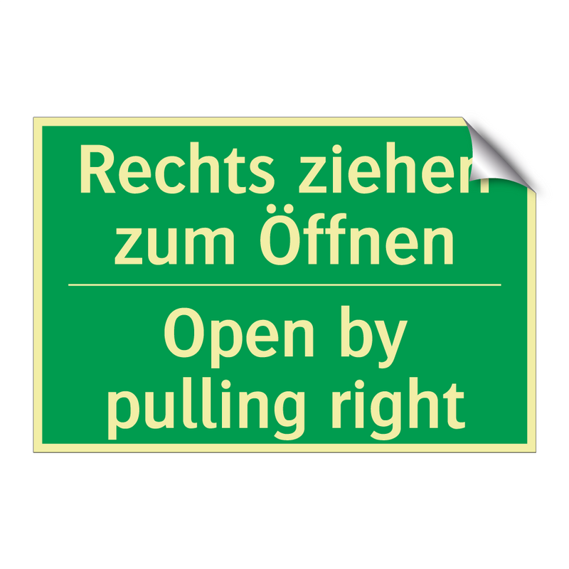 Rechts ziehen zum Öffnen - Open by pulling right