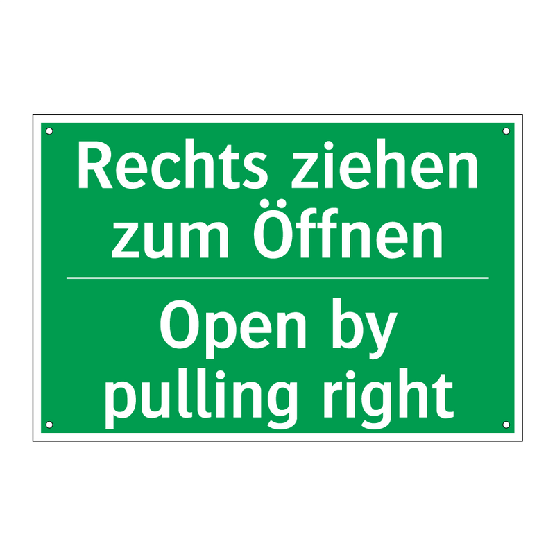 Rechts ziehen zum Öffnen - Open by pulling right