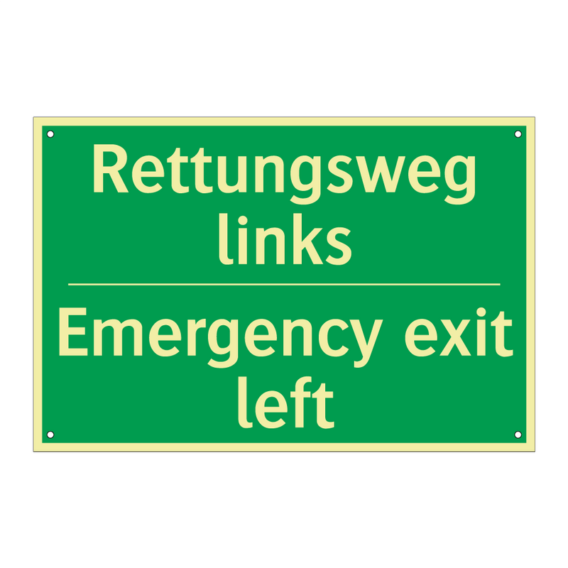 Rettungsweg links - Emergency exit left