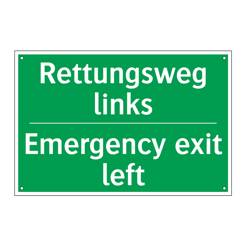 Rettungsweg links - Emergency exit left