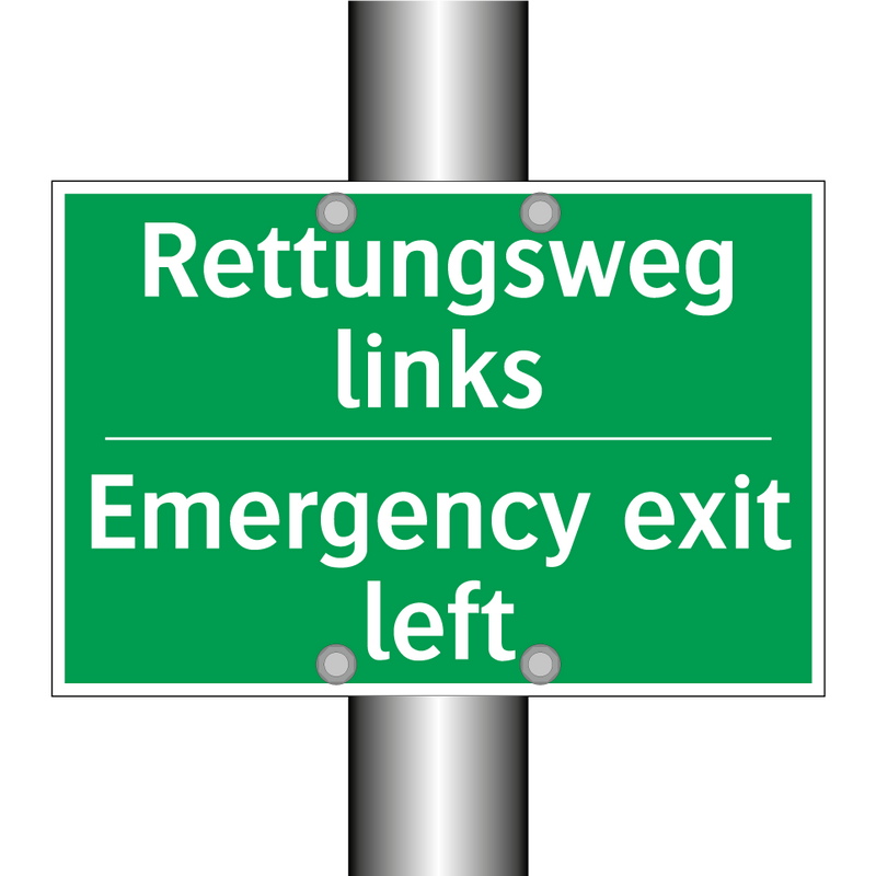 Rettungsweg links - Emergency exit left