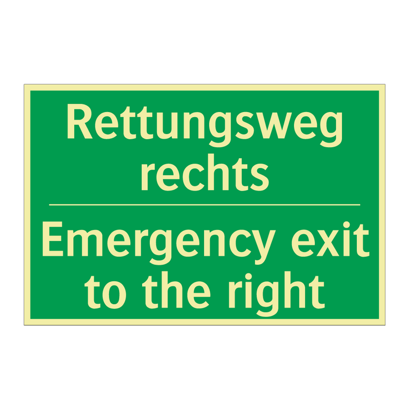 Rettungsweg rechts - Emergency exit to the right