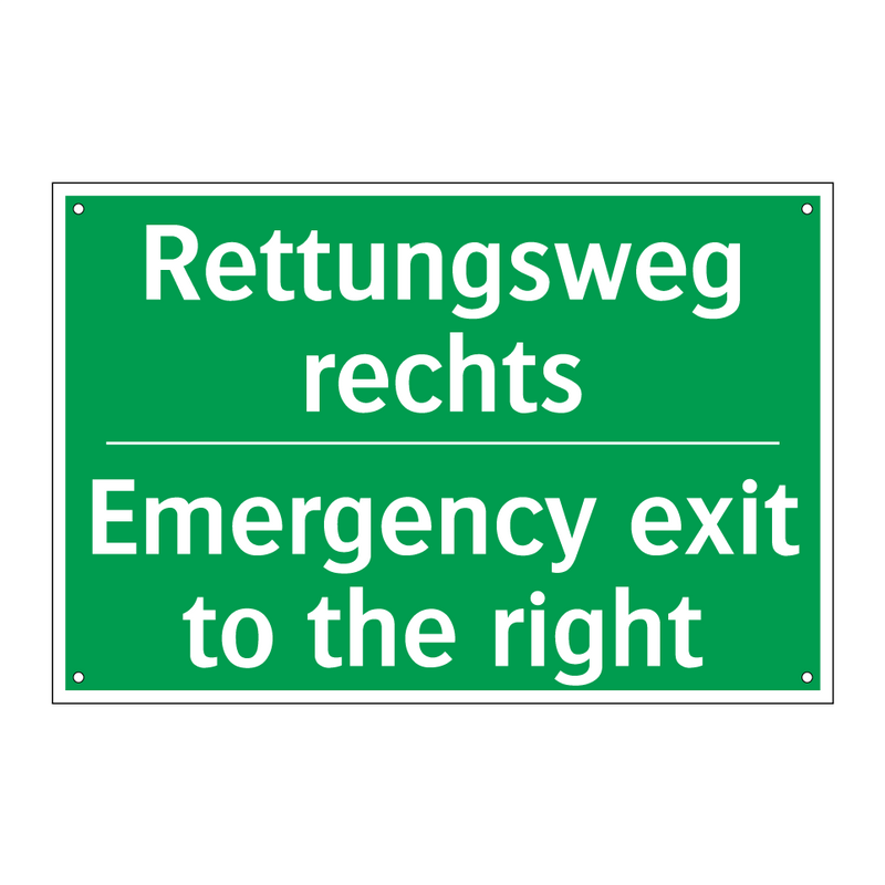 Rettungsweg rechts - Emergency exit to the right