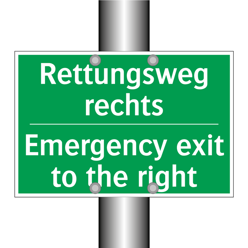 Rettungsweg rechts - Emergency exit to the right