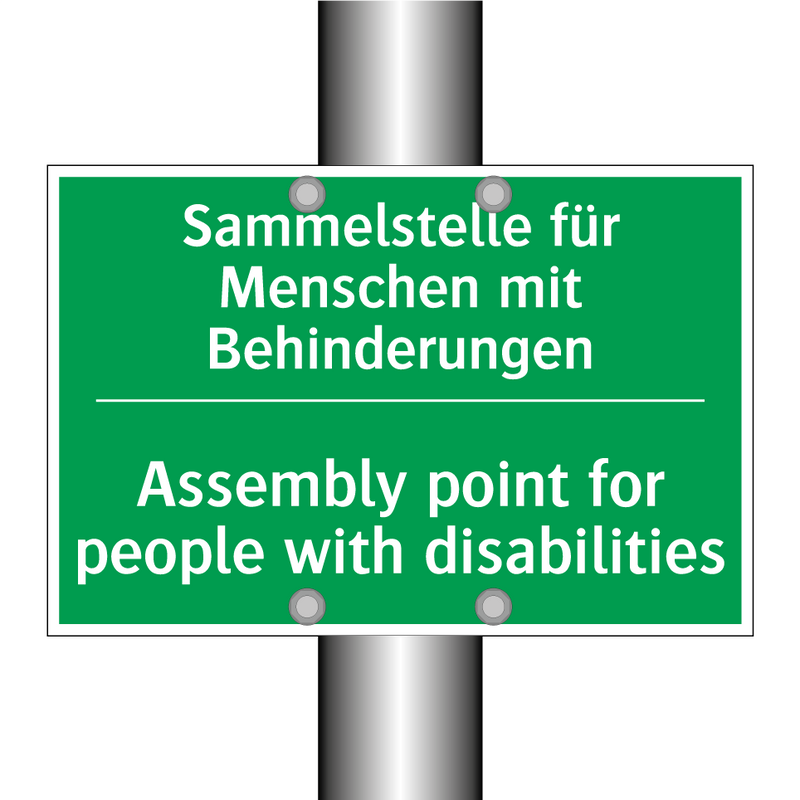 Sammelstelle für Menschen mit /.../ - Assembly point for people with /.../