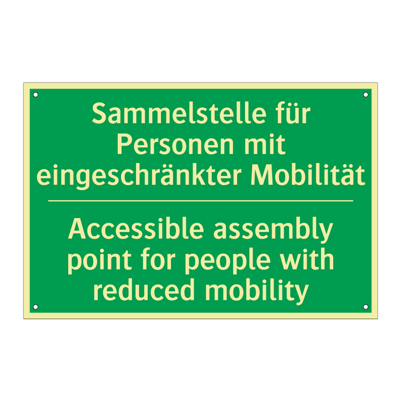 Sammelstelle für Personen mit /.../ - Accessible assembly point for /.../