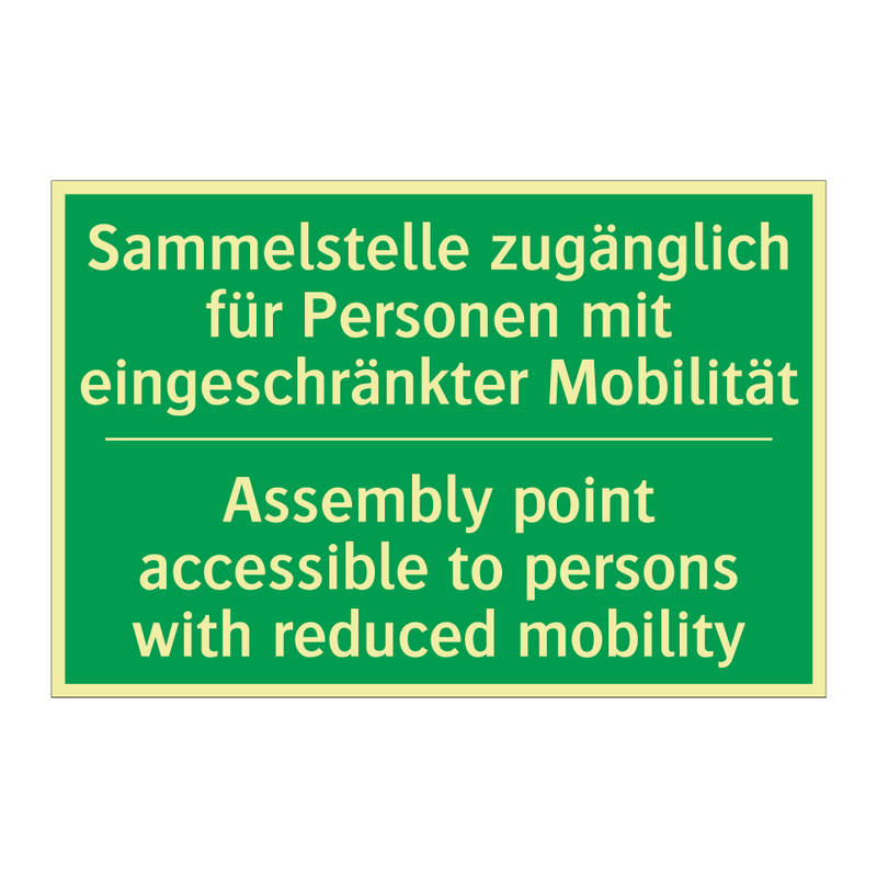 Sammelstelle zugänglich für Personen /.../ - Assembly point accessible to persons /.../