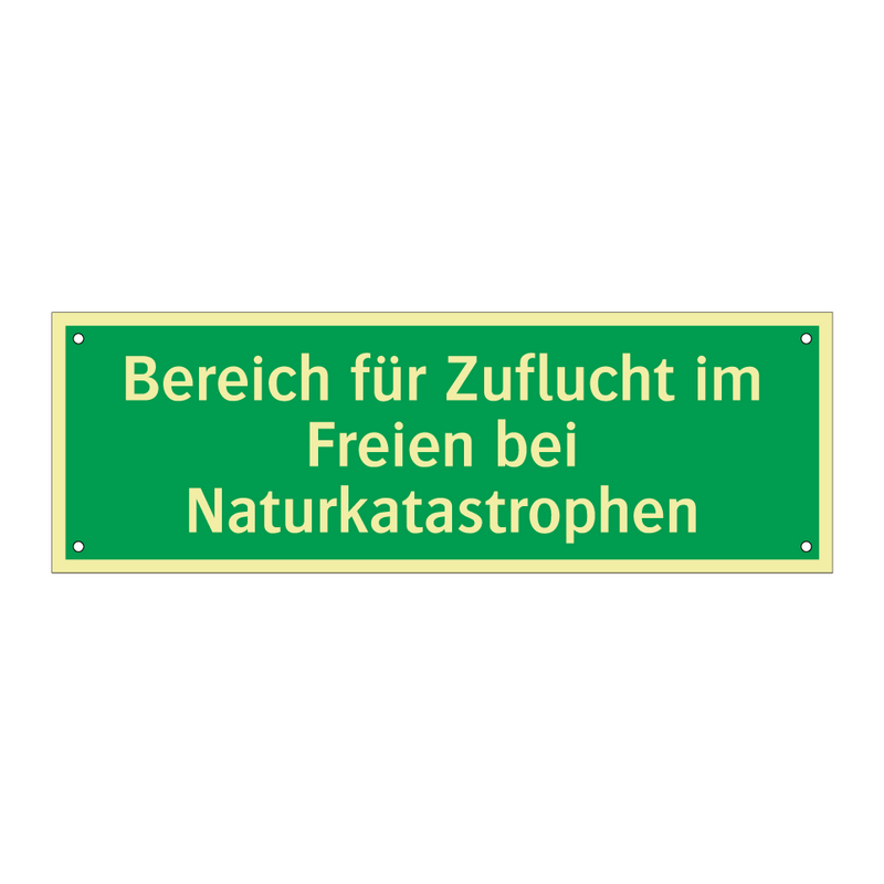 Bereich für Zuflucht im Freien bei Naturkatastrophen