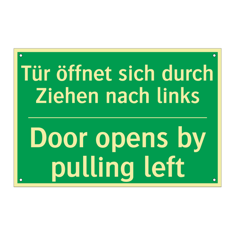 Tür öffnet sich durch Ziehen nach /.../ - Door opens by pulling left