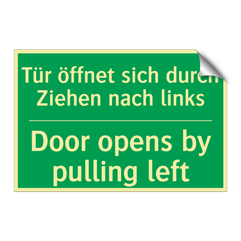 Tür öffnet sich durch Ziehen nach /.../ - Door opens by pulling left