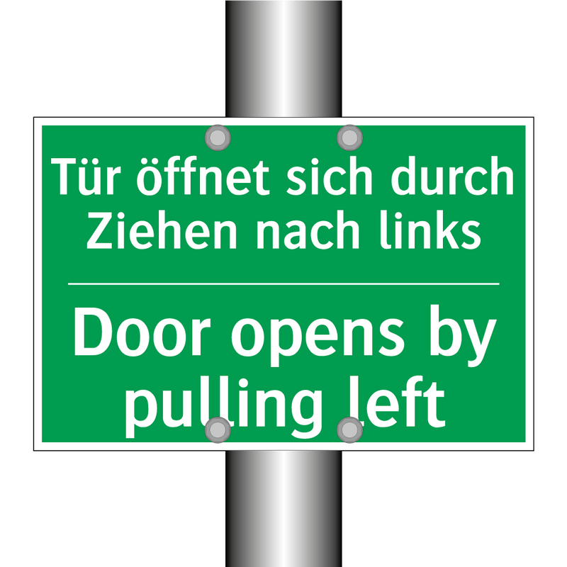 Tür öffnet sich durch Ziehen nach /.../ - Door opens by pulling left