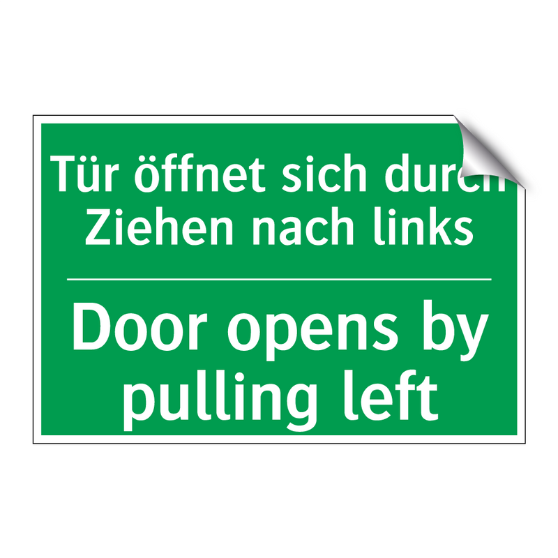 Tür öffnet sich durch Ziehen nach /.../ - Door opens by pulling left