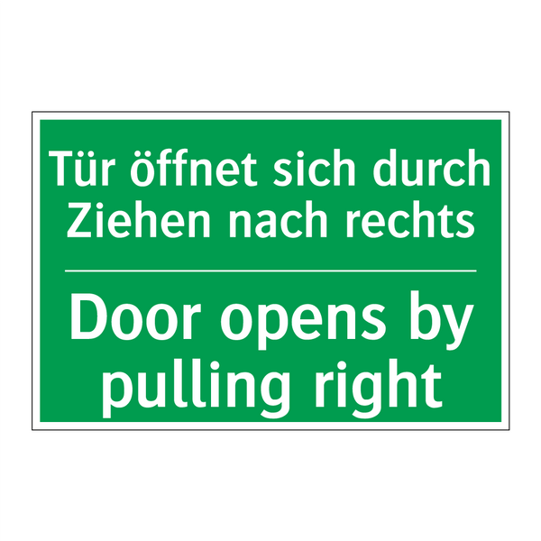 Tür öffnet sich durch Ziehen nach /.../ - Door opens by pulling right