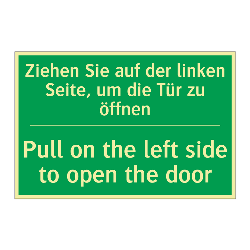 Ziehen Sie auf der linken Seite, /.../ - Pull on the left side to open /.../