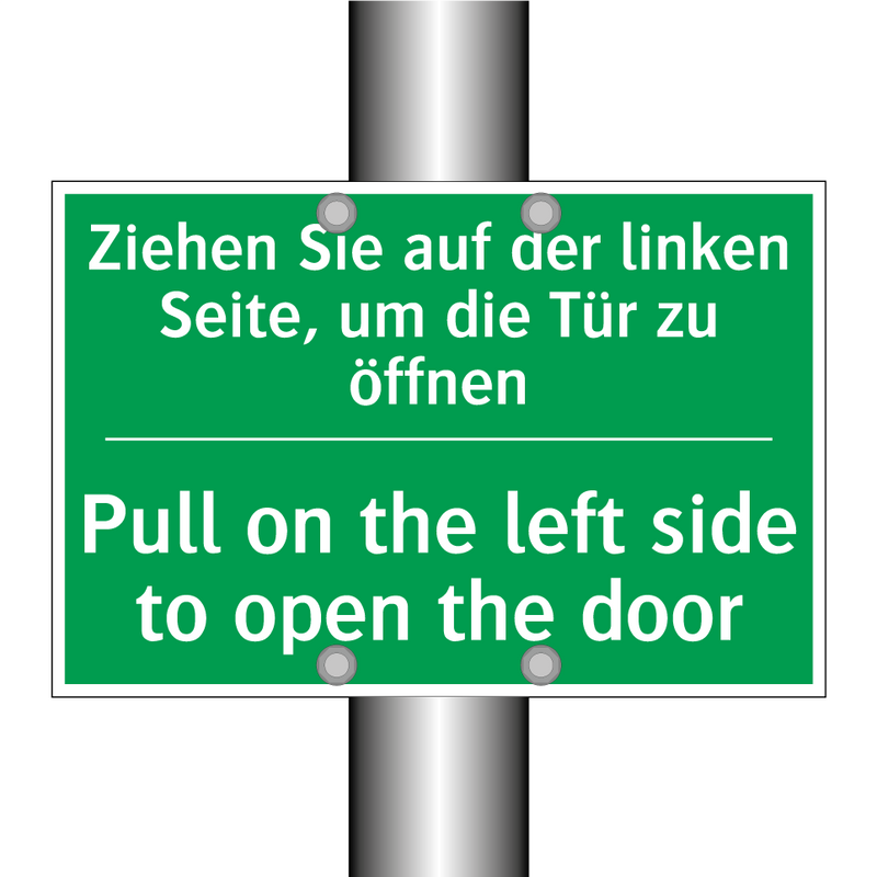 Ziehen Sie auf der linken Seite, /.../ - Pull on the left side to open /.../