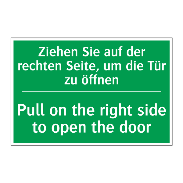 Ziehen Sie auf der rechten Seite, /.../ - Pull on the right side to open /.../