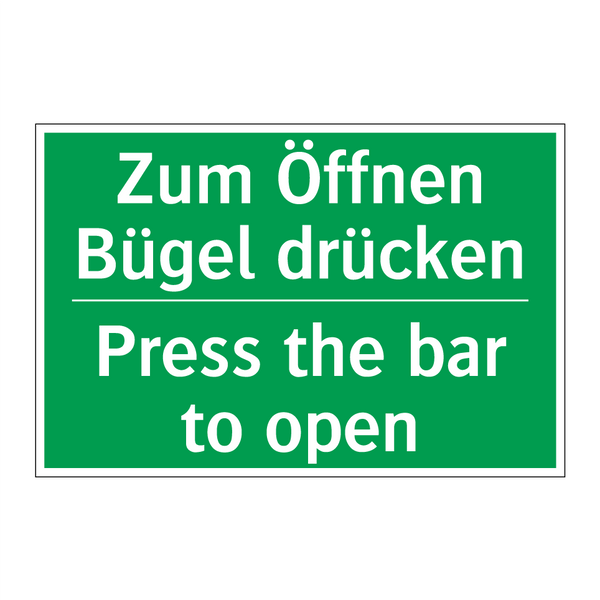 Zum Öffnen Bügel drücken - Press the bar to open